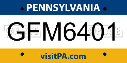 GFM6401 Pennsylvania License Plate