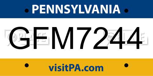 GFM7244 Pennsylvania License Plate