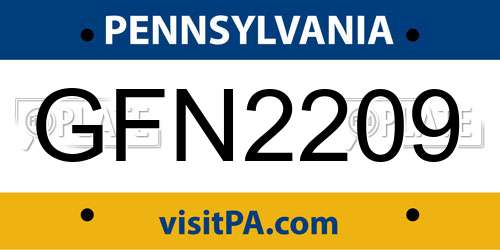 GFN2209 Pennsylvania License Plate