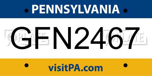 GFN2467 Pennsylvania License Plate