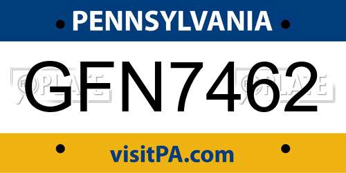 GFN7462 Pennsylvania License Plate