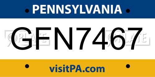 GFN7467 Pennsylvania License Plate