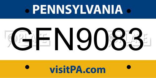 GFN9083 Pennsylvania License Plate