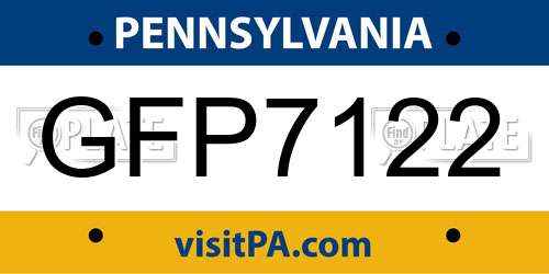 GFP7122 Pennsylvania License Plate