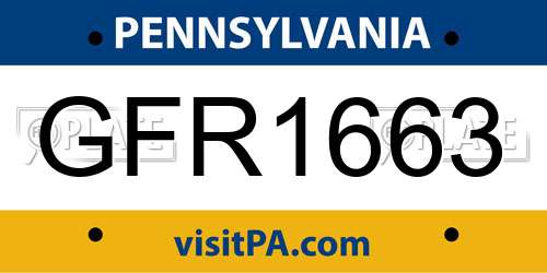 GFR1663 Pennsylvania License Plate