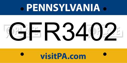 GFR3402 Pennsylvania License Plate