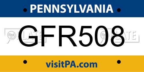 GFR508 Pennsylvania License Plate