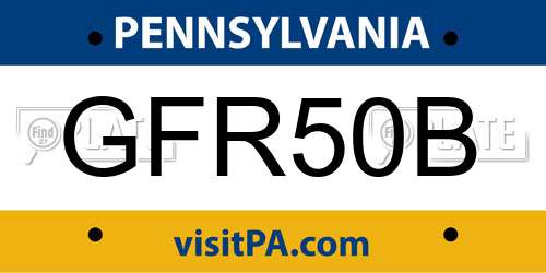 GFR50B Pennsylvania License Plate