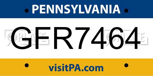 GFR7464 Pennsylvania License Plate