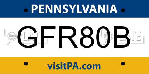 GFR80B Pennsylvania License Plate