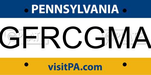GFRCGMA Pennsylvania License Plate