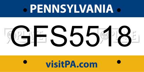 GFS5518 Pennsylvania License Plate
