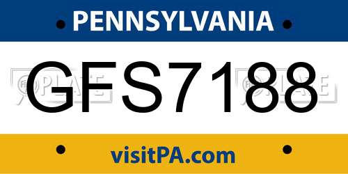 GFS7188 Pennsylvania License Plate