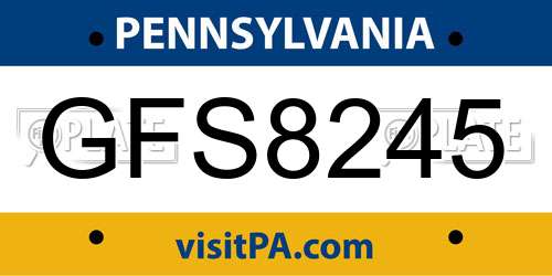 GFS8245 Pennsylvania License Plate