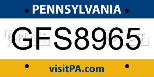 GFS8965 Pennsylvania License Plate