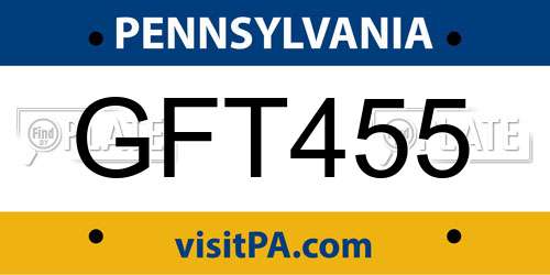 GFT455 Pennsylvania License Plate