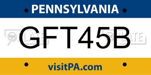 GFT45B Pennsylvania License Plate