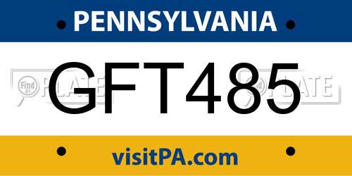 GFT485 Pennsylvania License Plate