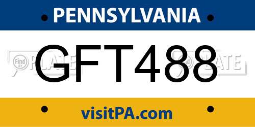 GFT488 Pennsylvania License Plate