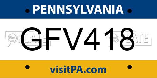 GFV418 Pennsylvania License Plate