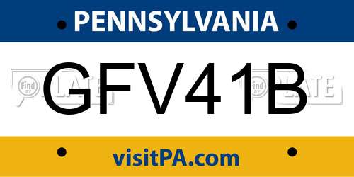 GFV41B Pennsylvania License Plate