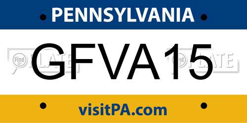 GFVA15 Pennsylvania License Plate
