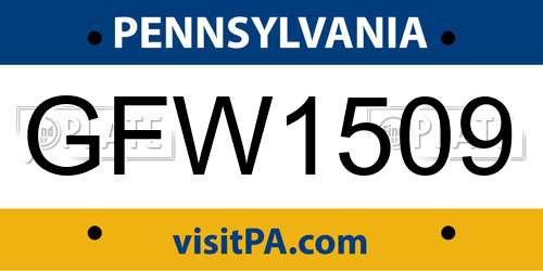 GFW1509 Pennsylvania License Plate