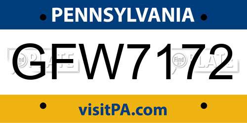 GFW7172 Pennsylvania License Plate