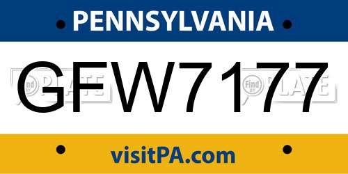 GFW7177 Pennsylvania License Plate
