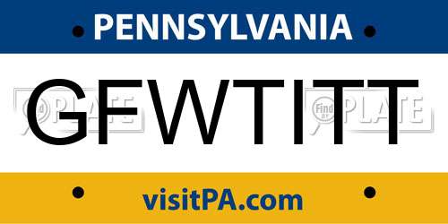 GFWTITT Pennsylvania License Plate