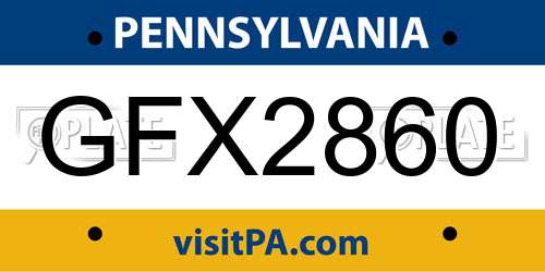 GFX2860 Pennsylvania License Plate