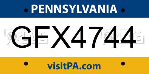 GFX4744 Pennsylvania License Plate