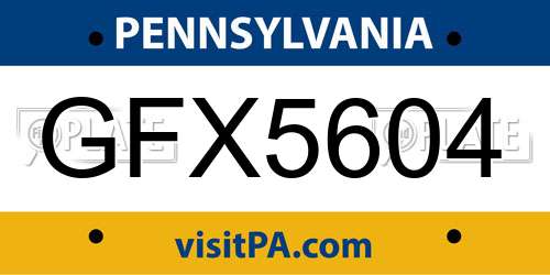 GFX5604 Pennsylvania License Plate
