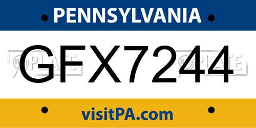 GFX7244 Pennsylvania License Plate