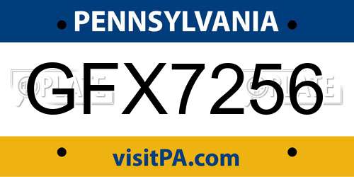 GFX7256 Pennsylvania License Plate