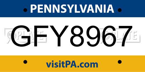 GFY8967 Pennsylvania License Plate