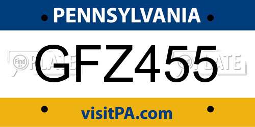 GFZ455 Pennsylvania License Plate