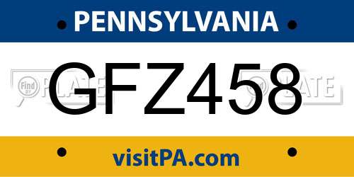 GFZ458 Pennsylvania License Plate