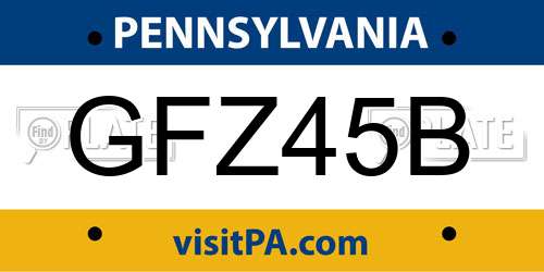 GFZ45B Pennsylvania License Plate