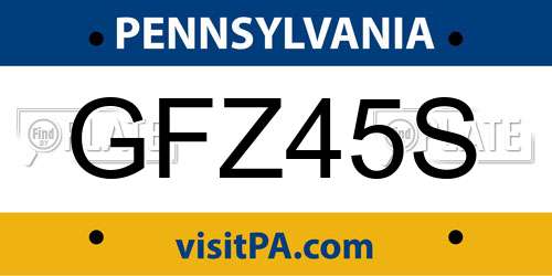 GFZ45S Pennsylvania License Plate