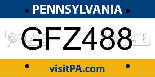 GFZ488 Pennsylvania License Plate