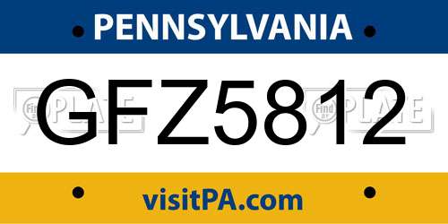GFZ5812 Pennsylvania License Plate