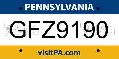 GFZ9190 Pennsylvania License Plate
