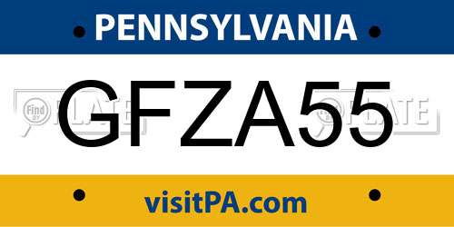 GFZA55 Pennsylvania License Plate