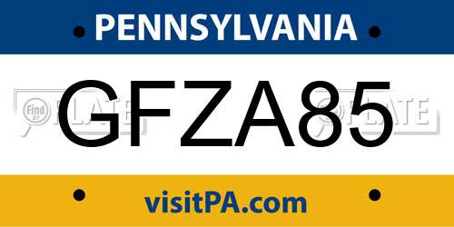 GFZA85 Pennsylvania License Plate