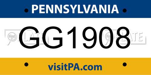 GG1908 Pennsylvania License Plate