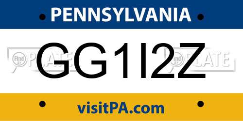 GG1I2Z Pennsylvania License Plate