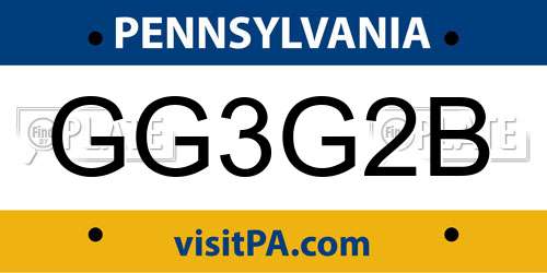GG3G2B Pennsylvania License Plate