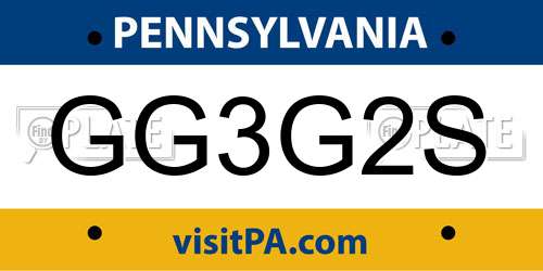 GG3G2S Pennsylvania License Plate