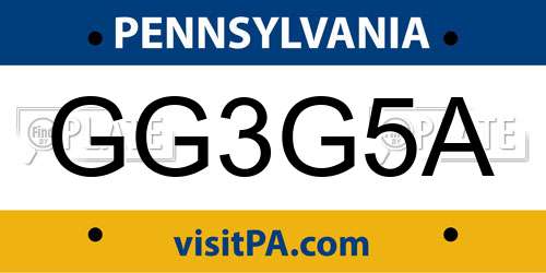 GG3G5A Pennsylvania License Plate